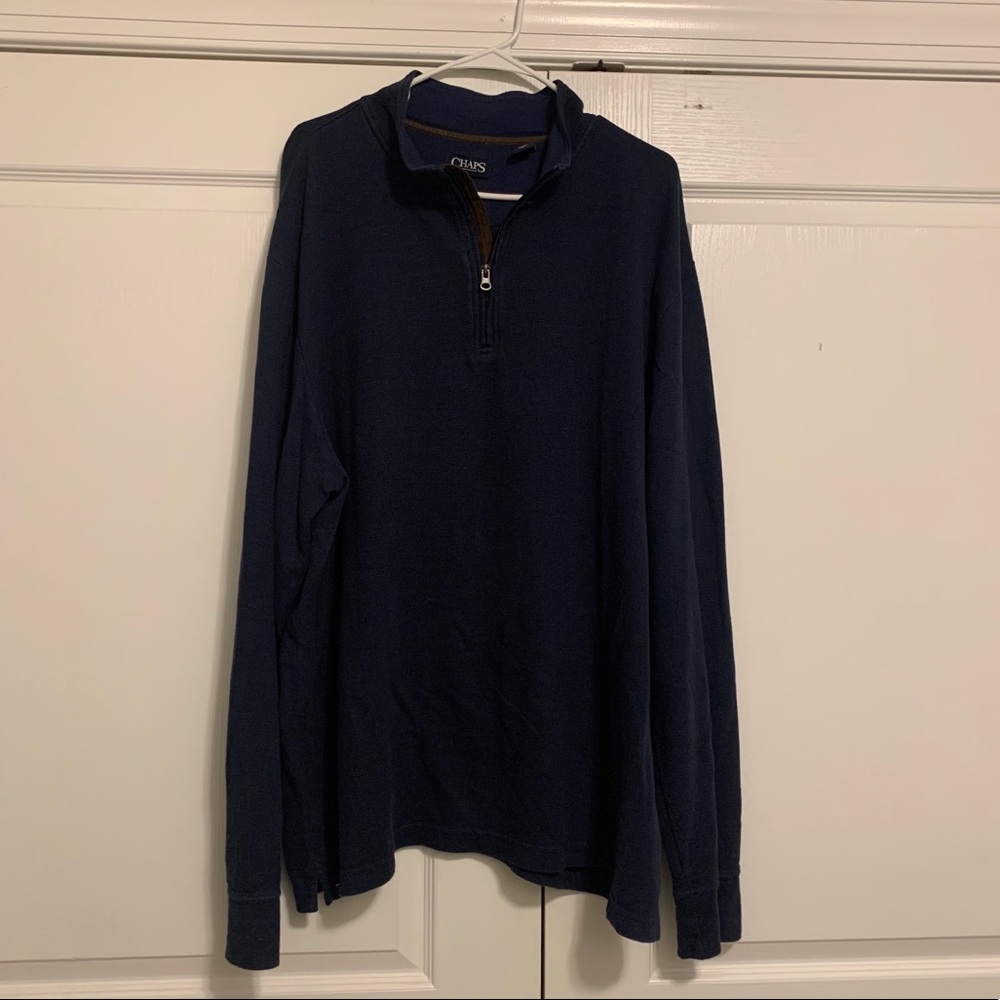 EUC Chaps 3XLT Navy 1/4 zip sweater